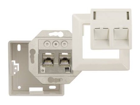 Datawandcontactdoos CAT 6A tweevoudig